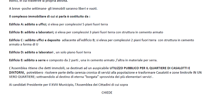 COMITATO PROMOTORE: COMUNICATO A TUTTI I CANDIDATI alla Presidenza del Municipio XIII (ex XVIII).